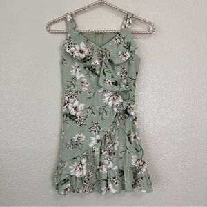 Speechless Linen blend Girl Floral Fit & Flare Ruffled Dress, Size 8